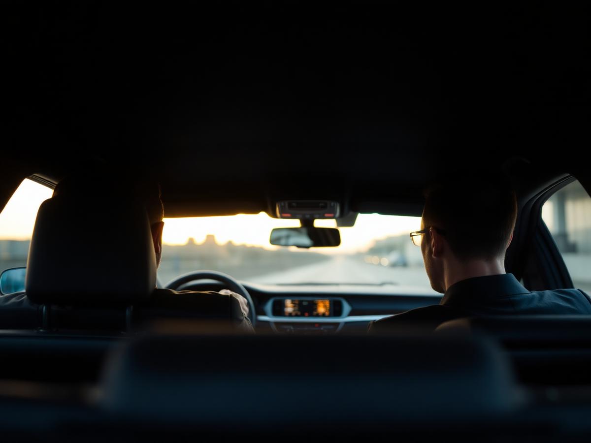 Professional chauffeur driving a business client